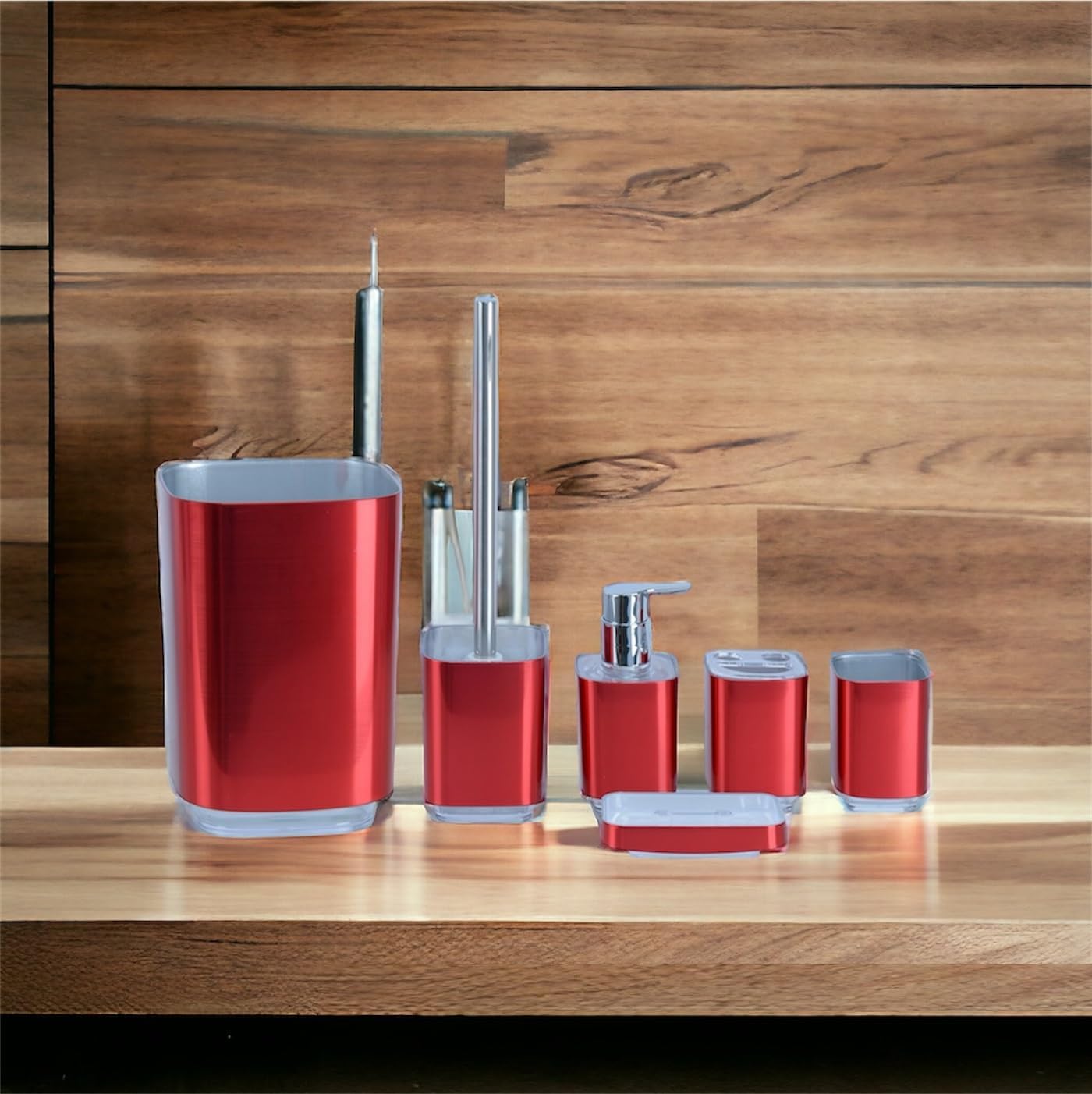 Daniel's Bath & Beyond Red Bath Accessory Set Regency