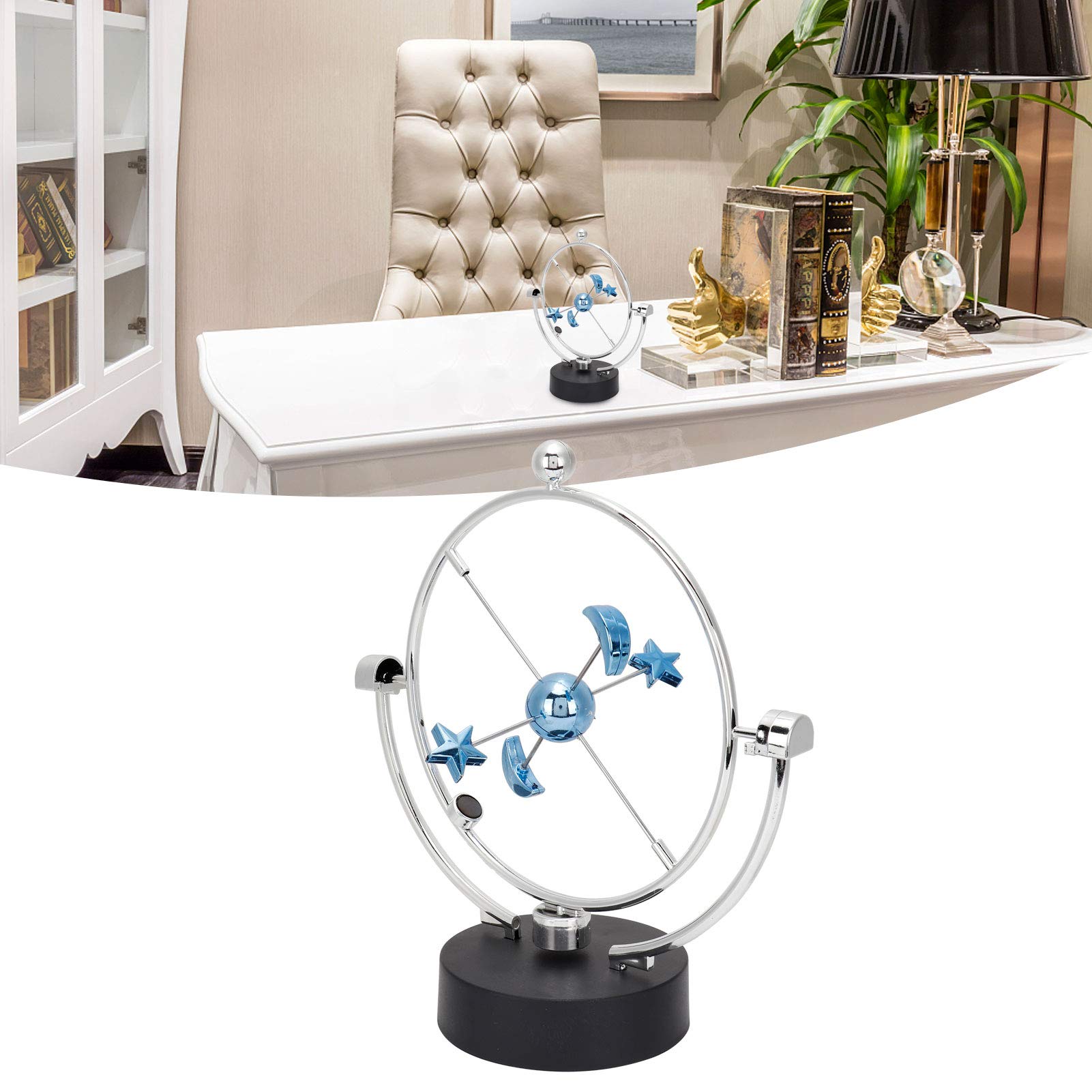 Pendule à Mouvement Perpétuel Orbite Céleste - Décoration Bureau, Gadget Scientifique, Cadeau Prof De Physique