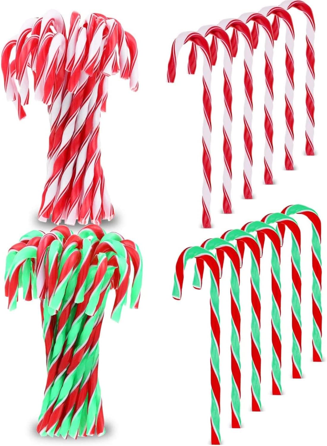KAHEIGN 60Pcs Christmas Candy Cane, 15CM Plastic Candy Cane Christmas