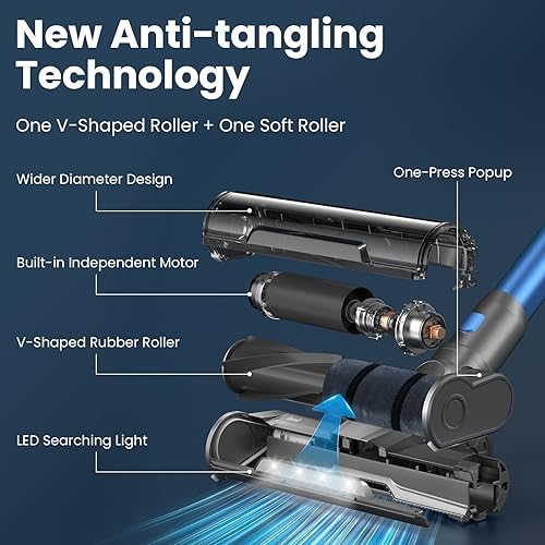 Miniatura 8 de INSE Aspiradora inalámbrica, aspiradora de palo de 400 W con potente succión de 30 Kpa, tiempo de funcionamiento de 55 minutos, ajuste automático de