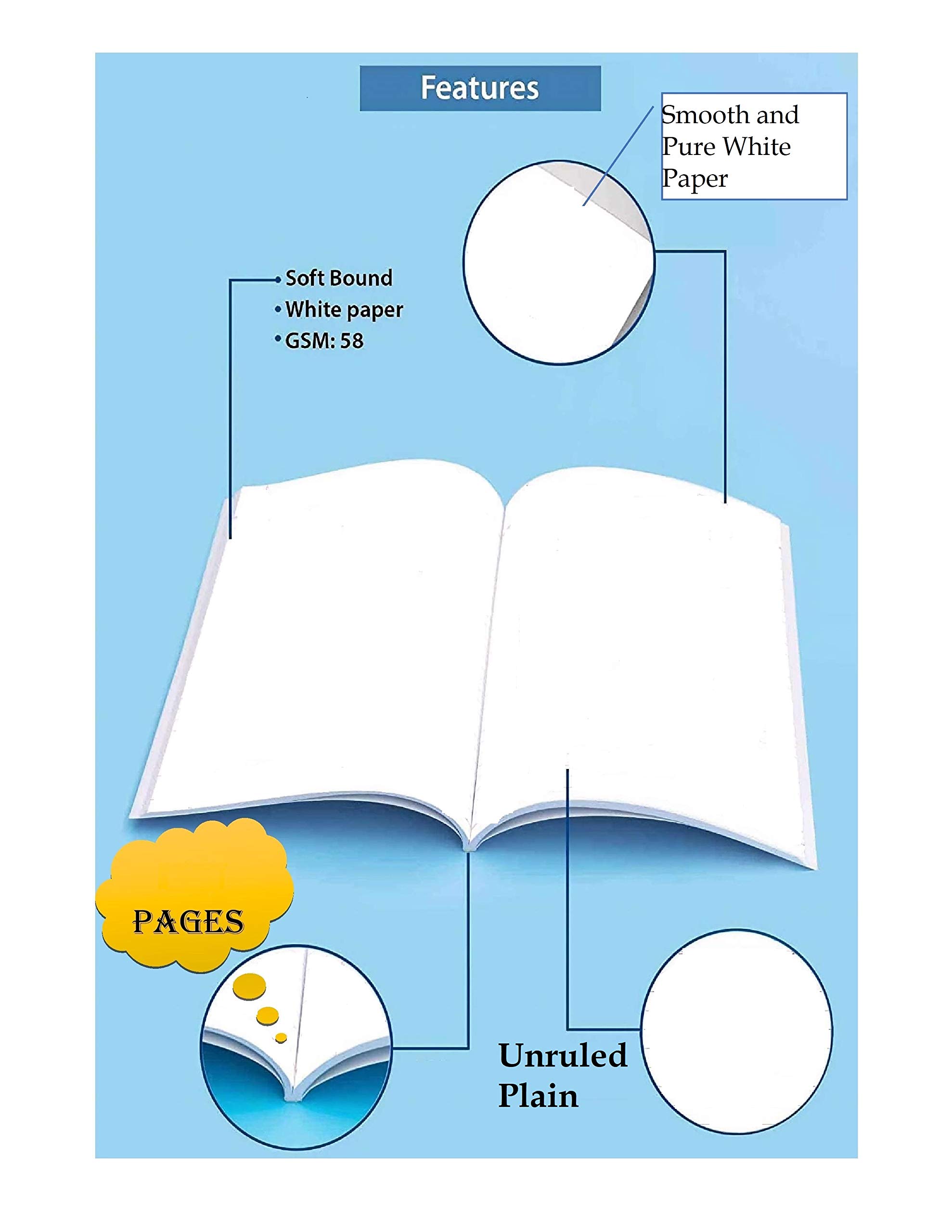 Buy Rush Note Books Spiral Notebook Unruled,300 Pages, A4 Size (Pack
