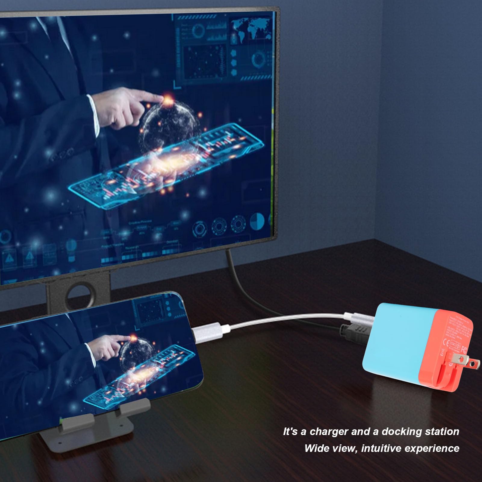 Caricabatterie USB C PD da 65 W, Protezione 100-240 V Adattatore per Caricabatterie Portatile per Dock Ricarica Rapida Spina Pieghevole 3 in 1 per Console di Gioco (#2)