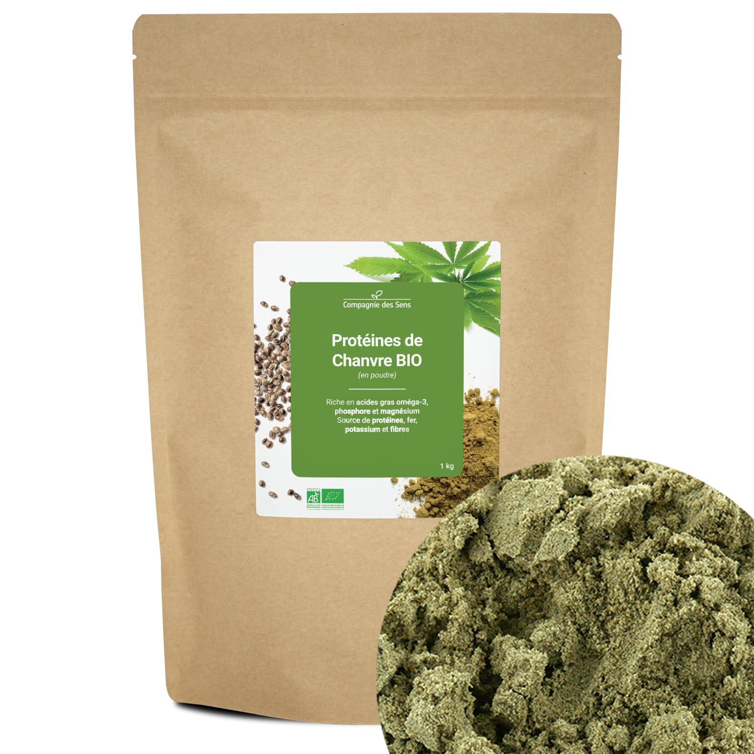 Protéines de Chanvre de Bretagne BIO (en poudre) - riche en oméga-3-1kg