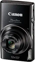 Canon Câmera digital PowerShot ELPH 360 com zoom óptico de 12x e estabilização de imagem – Wi-Fi e NFC (Preto)