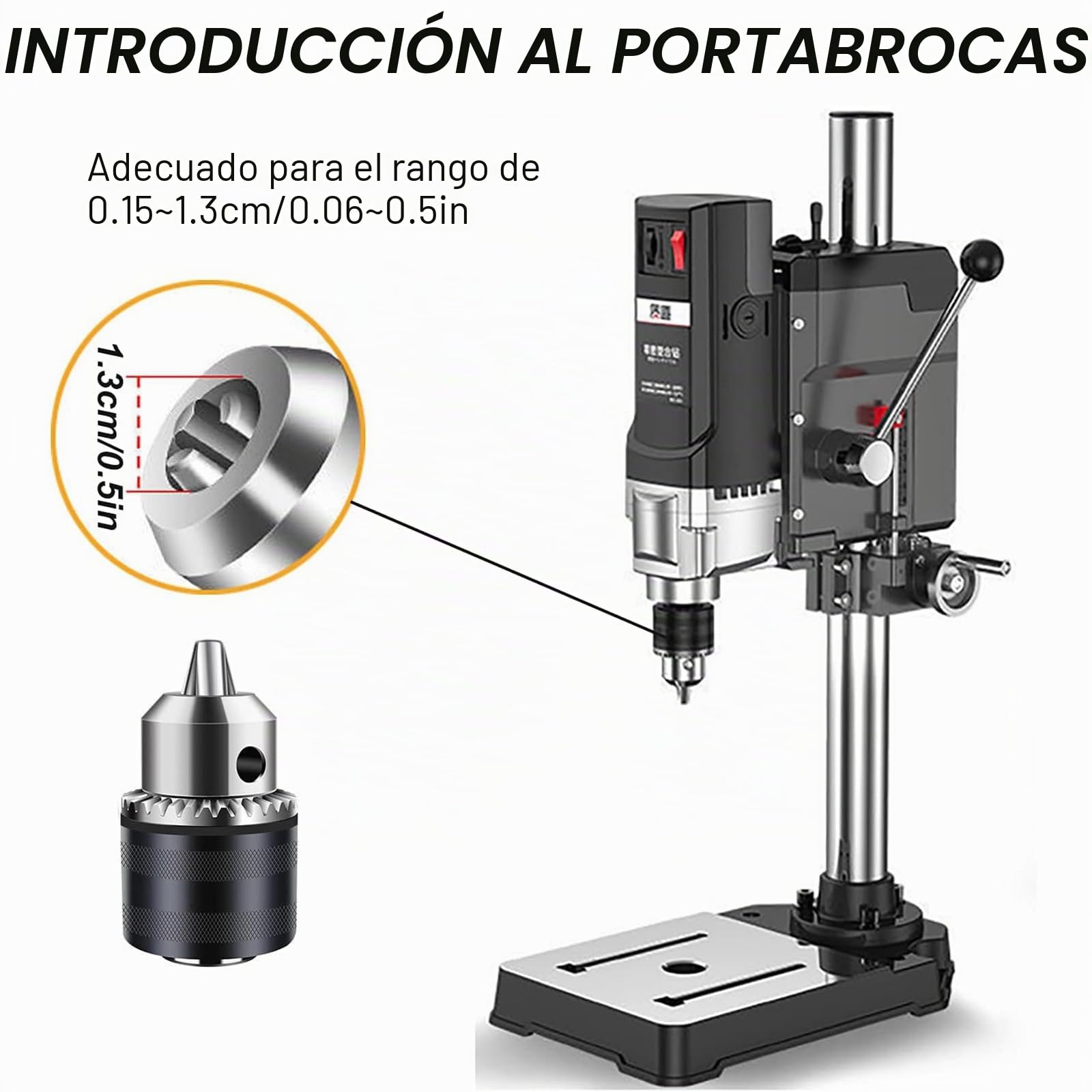 Taladro de columna profesional con 6 velocidades, para metal, madera, plástico, herramienta de fabricación de bricolaje, 2800 rpm, control preciso