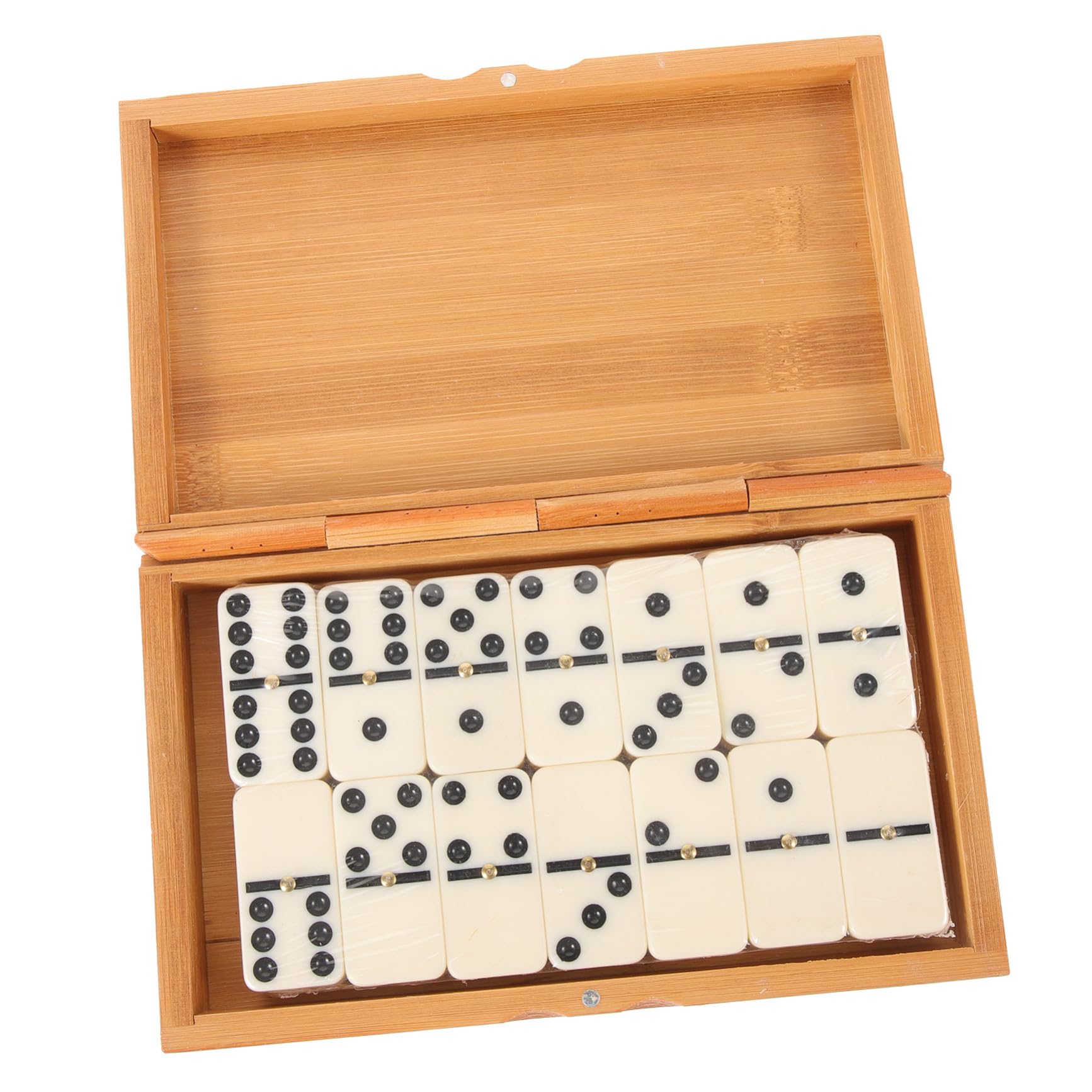 ERINGOGO Domino Bois Rétro avec Boîte Bambou Jeu Éducatif pour Coordination Main-œil pour Famille et Amateurs de Dominos Set de Construction Intérieur et Extérieur