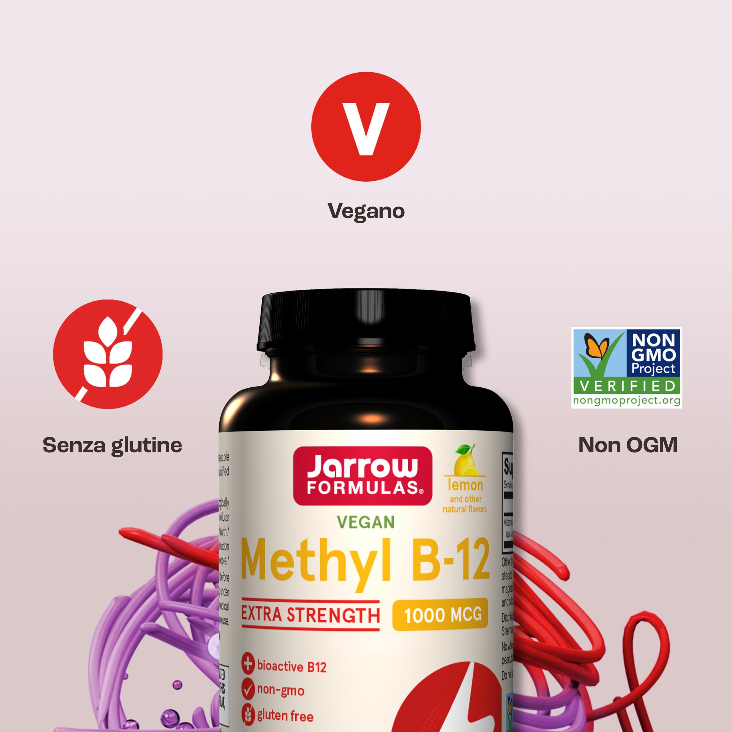 Jarrow Formulas, Methyl B12, 1.000mcg, 2 Giorni di Deposito, Gusto Limone, 100 Compresse Masticabili vegane, Testato in Laboratorio, Senza Glutine, Vegetariano, Senza Soia, Senza OGM