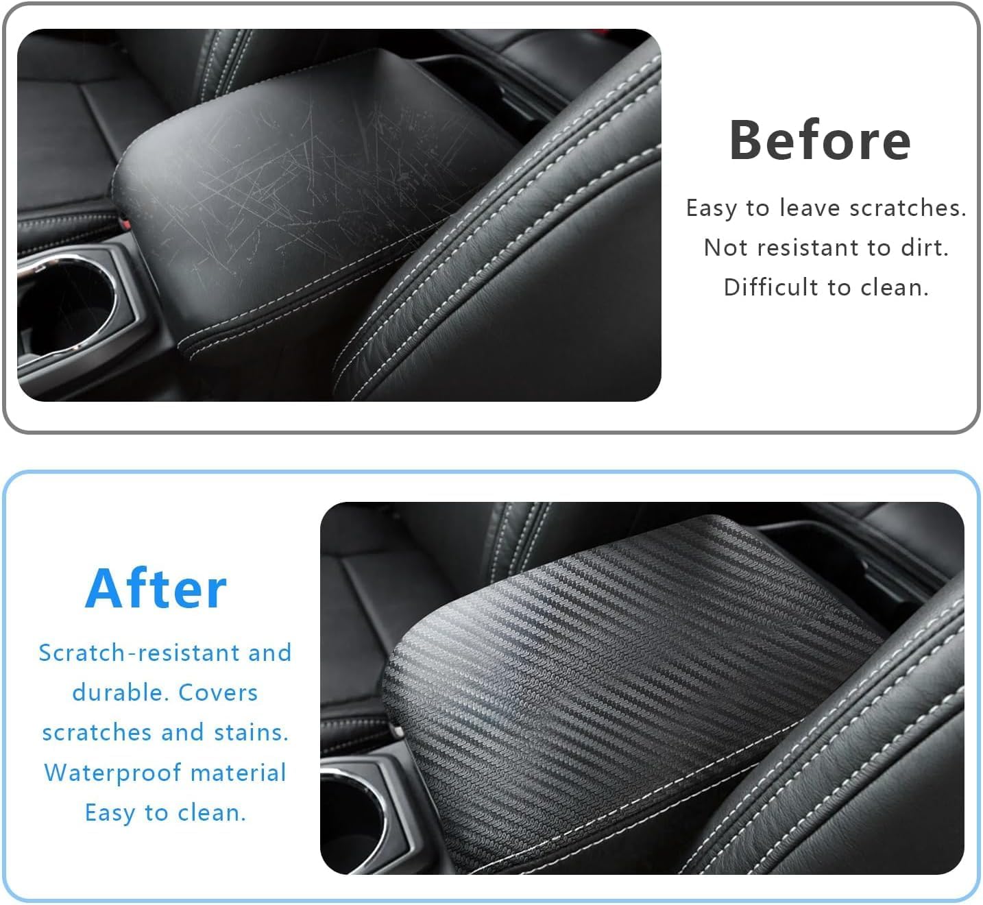 Center Console Cover Suitable for Toyota Tacoma 2016-2023 Anti-Scratch Leather Central Armrest Box Protector Mat Built-in Sponge Interior Accessories
