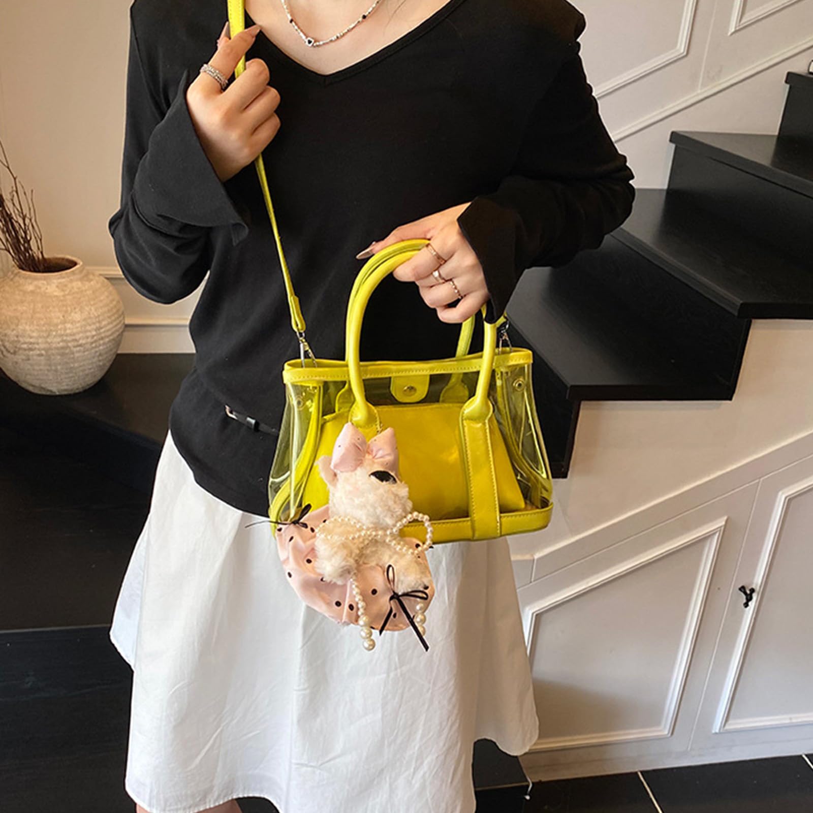 Bolso bandolera transparente 2 en 1, bolso de mano, bolso de hombro de PVC