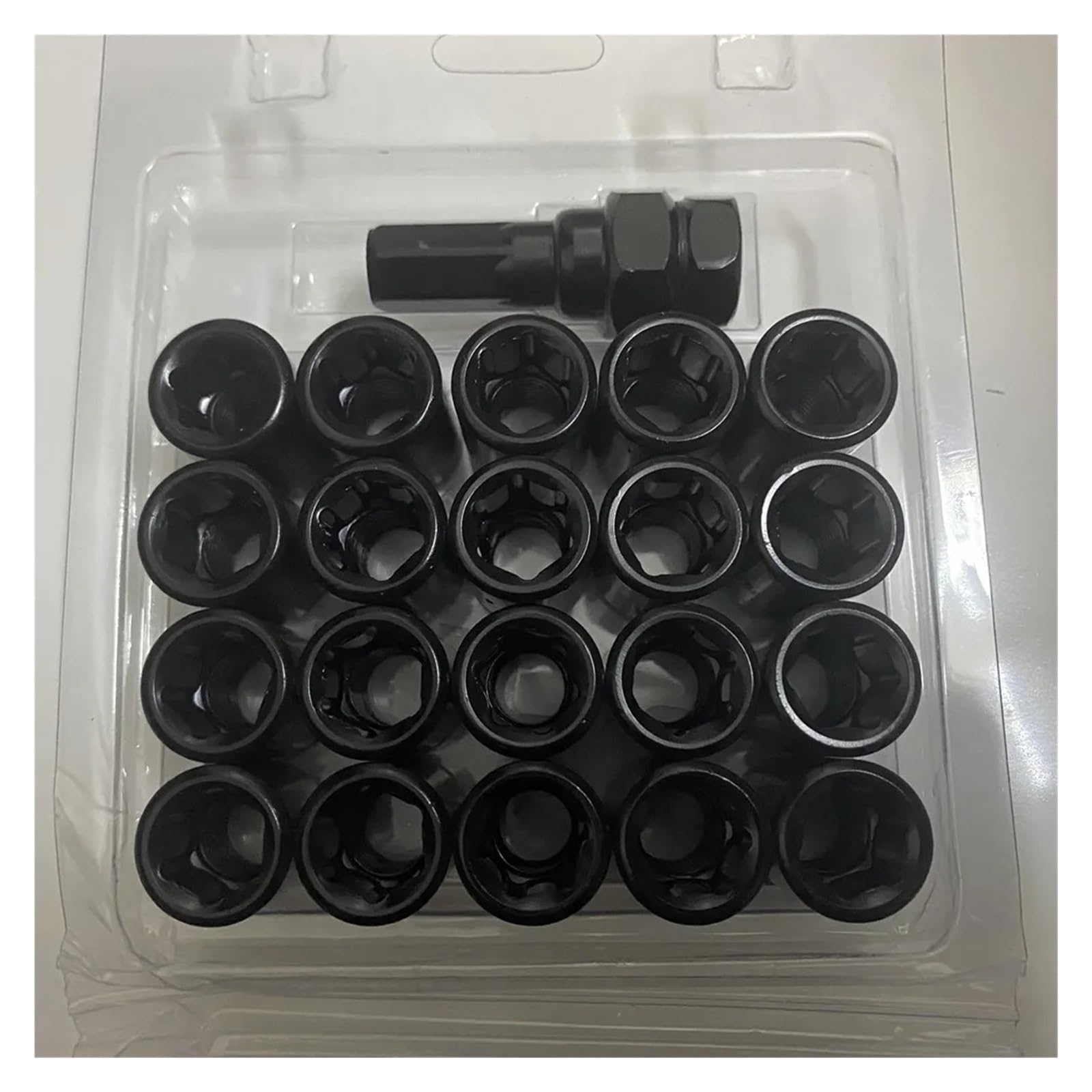 21 szt. 3 cm nakrętek kół samochodowych M12x1,25, M12x1,5 (20 szt. nakrętek kół + 1 narzędzie do strojenia) Czarne nakrętki kół M12x1,5 kuta stal(M12x1.5)