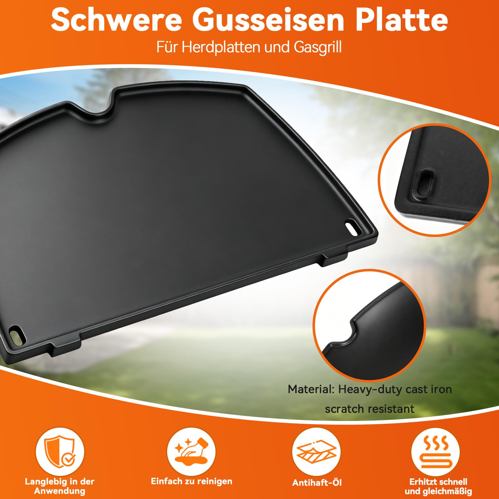 Plaque Plancha 32x22cm pour Weber Q100 Q120 Q140 Q1000 Q1200 Q1400 Accessoires Barbecue Gril à Gaz Pièce de Rechange 6558