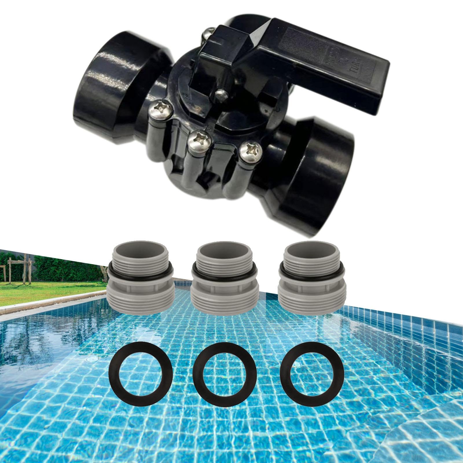 Valvola deviatrice a 3 vie Valvola deviatrice per piscina Adattatore da 1,5" 32mm 38mm per piscina, Nero