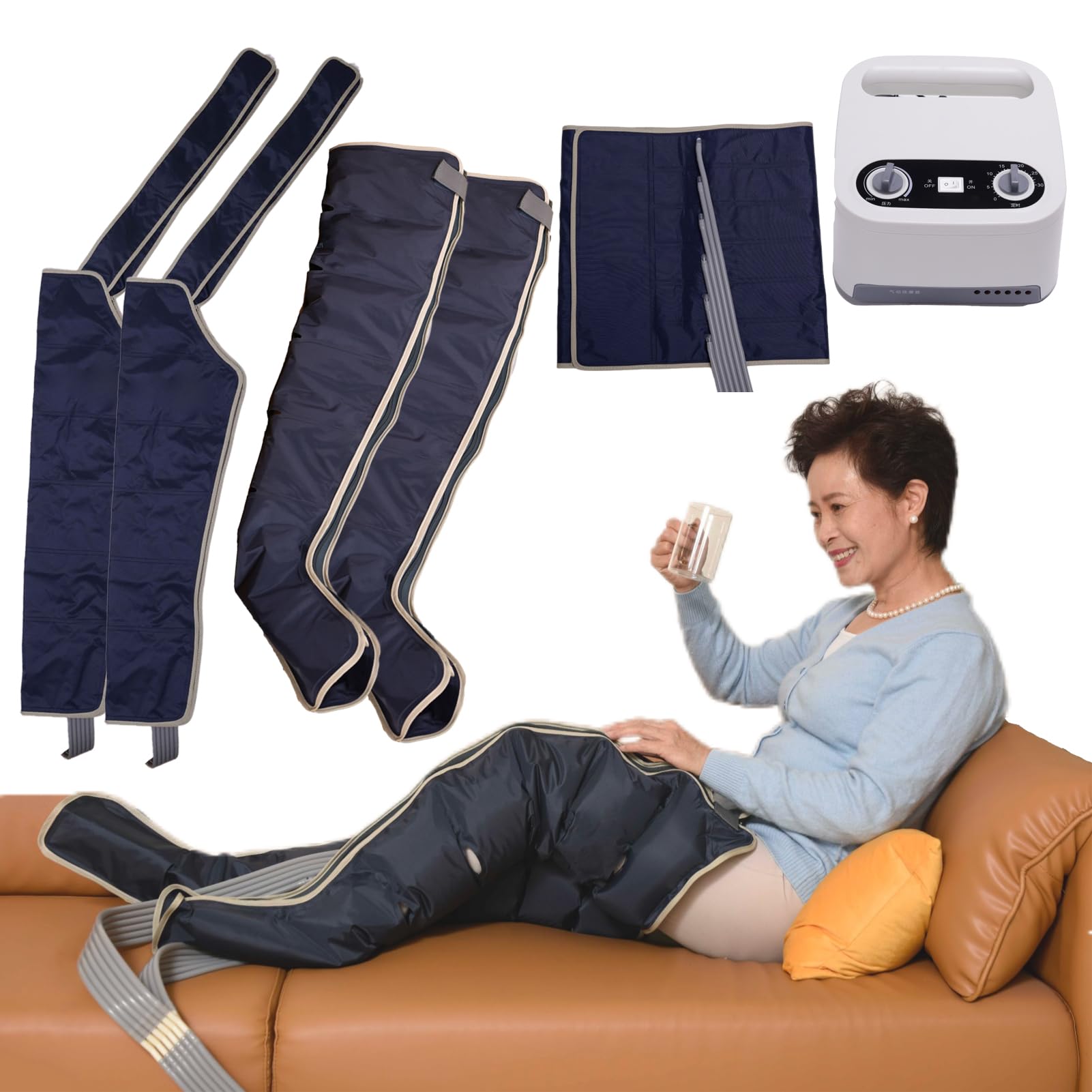Macchina massaggiante elettrica a compressione d'aria a 6 cavità, strumento per il rilassamento di tutto il corpo, vita, braccia e gambe, allevia il dolore alle gambe con drenaggio linfatico