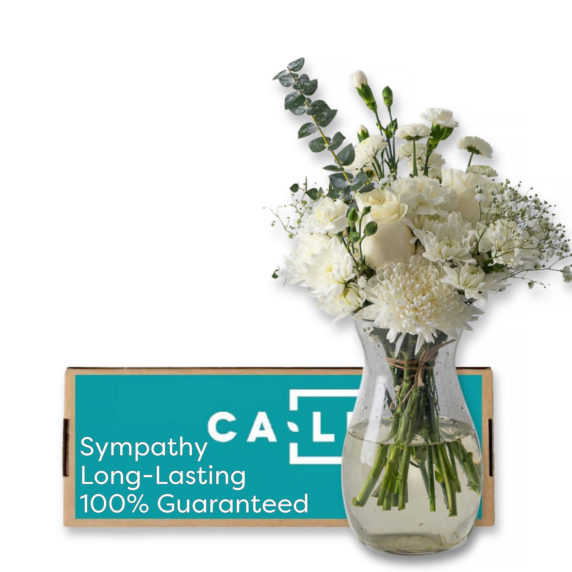 Callia Flowers - White & Green Fresh Flower Bouquet - (Standard) Hand-Tied Fresh Cut with Vase, Fresh Flowers Delivery for Birthday, Sympathy, Get Well, Floral Arrangements with Local Delivery - 2