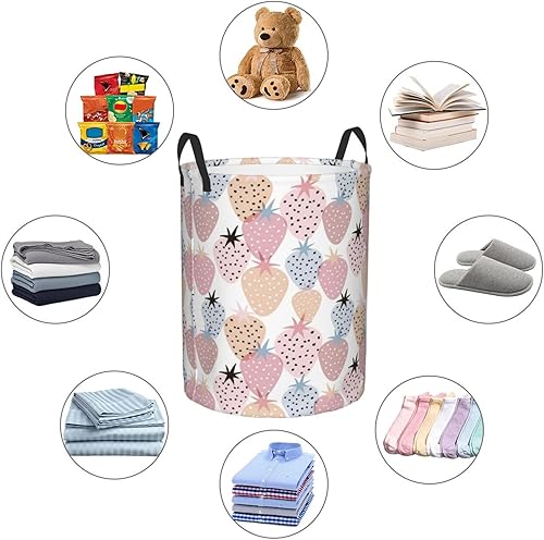 Miniatura 6 de AFHYZY Strawberry Laundry Hamper Large Collapsible Laundry Baskets with Handles Easy Carry Round Storage Basket Dirty Clothes Hamper Blanket Basket