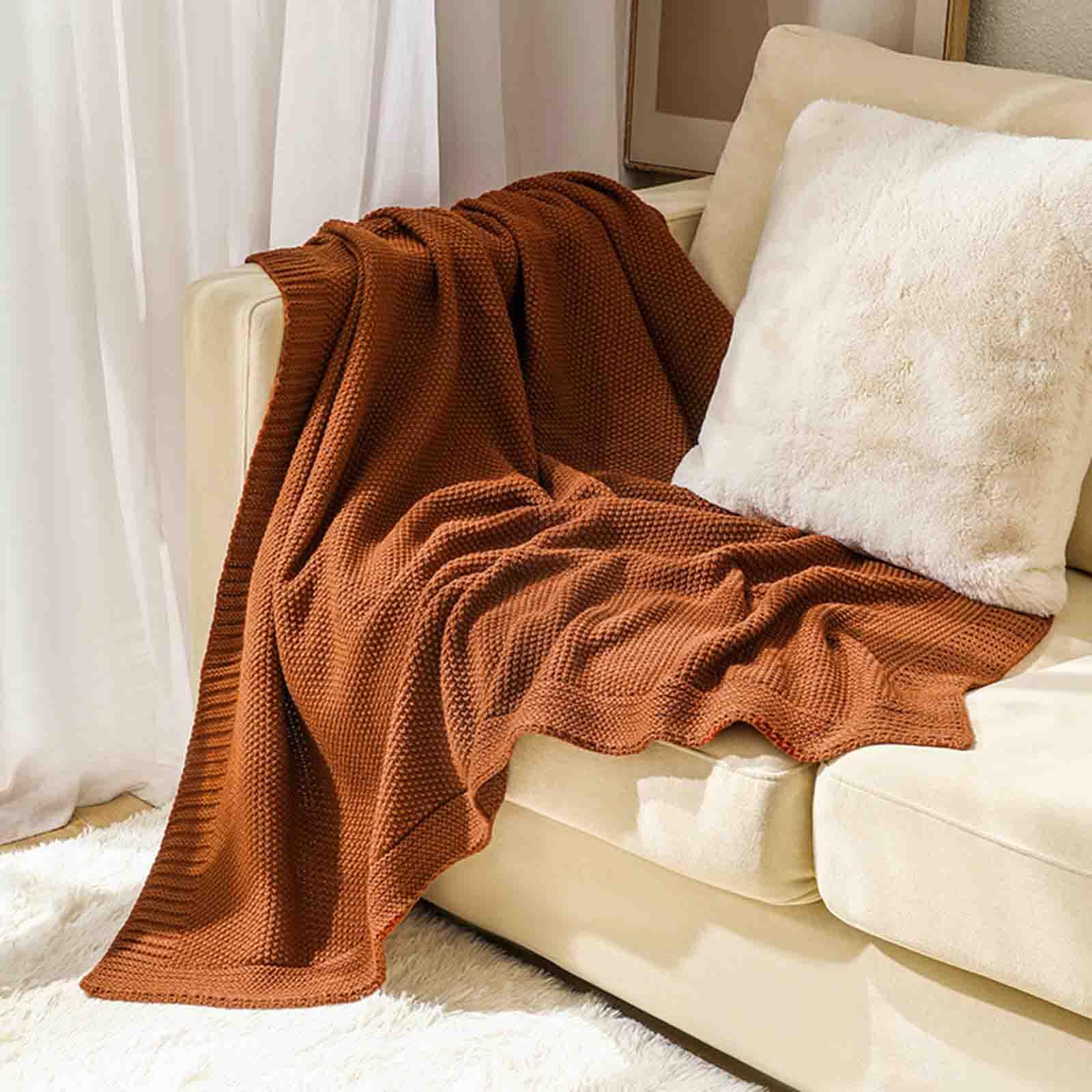 JUSHZ Plaid Matrimoniale Coperta Divano Blanket Primaverile Letto Singolo Termica Singolo Scaldaletto Lavorato A Maglia Per Le Pause in Ufficio Calore in Soggiorno O in Auto (Brown,130x160CM)