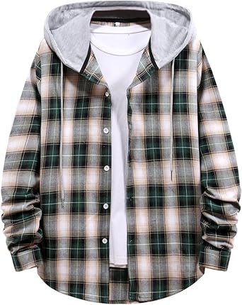 Striped Shirt for Men Vintage Button Up Long Sleeve Casual Dress Shirts Regular Fit Big and Tall Retro Cotton T-Shirts D-Green