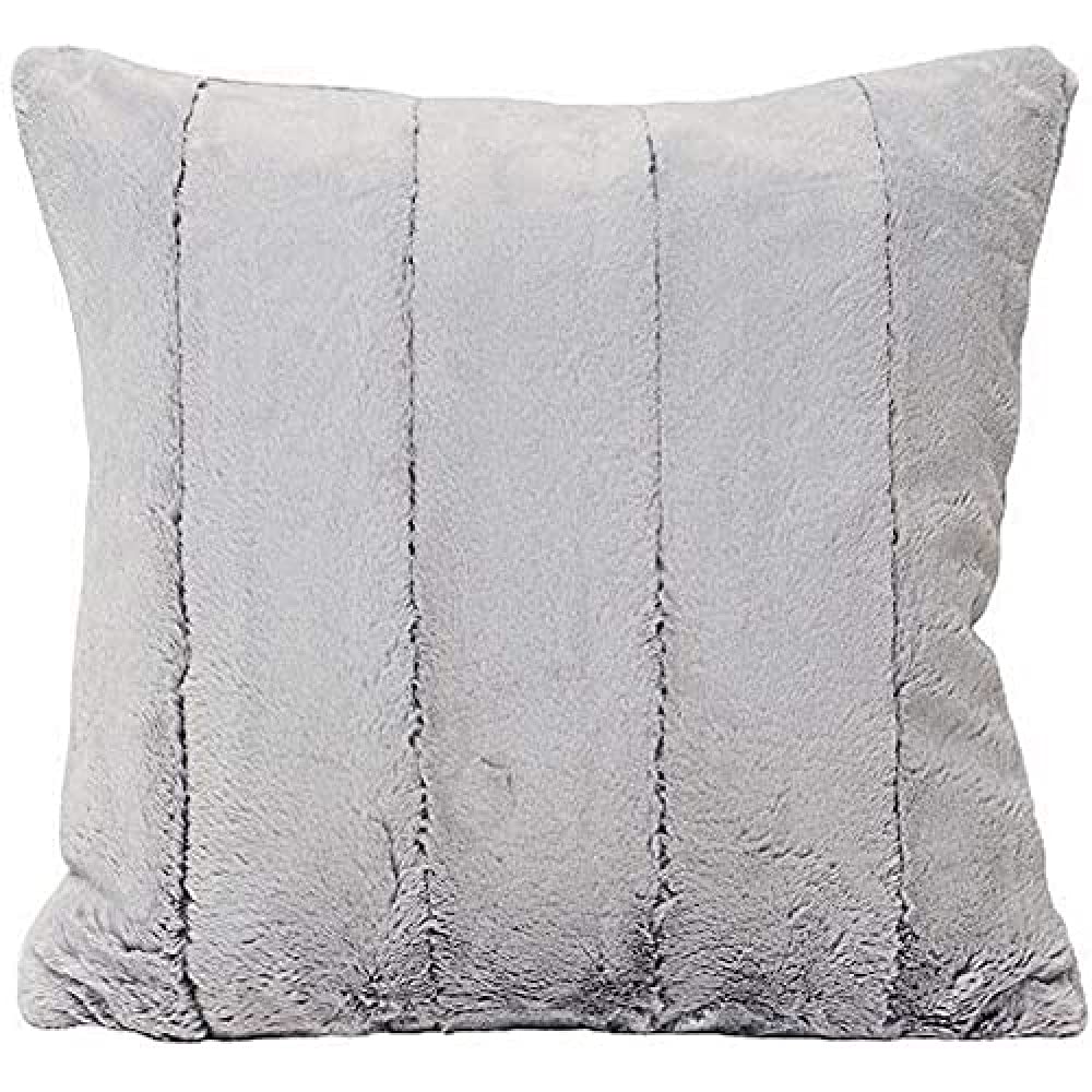 Paoletti - Empress Square Filled Cushion Super Soft Faux Fur-Reversible-Zip Closure-Machine Washable-100 Case (18" x 18" inches), Polyester, Grey, 45 x 45cm