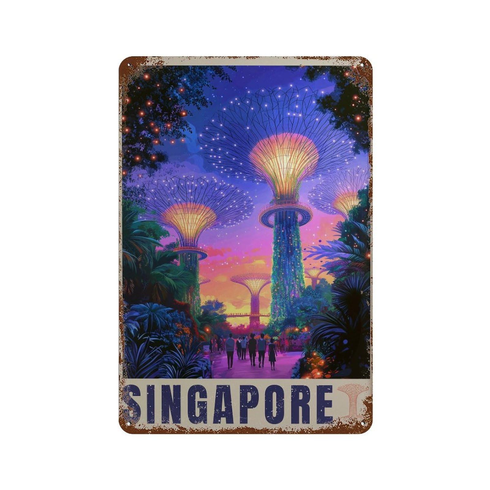xiaoxiaoshen Singapore Travel Gardens by The Bay Wall Decor Art Metal Tin Poster Modern Home Decor Art Home Bar Shop Decorations Vintage Sign 30x20cm