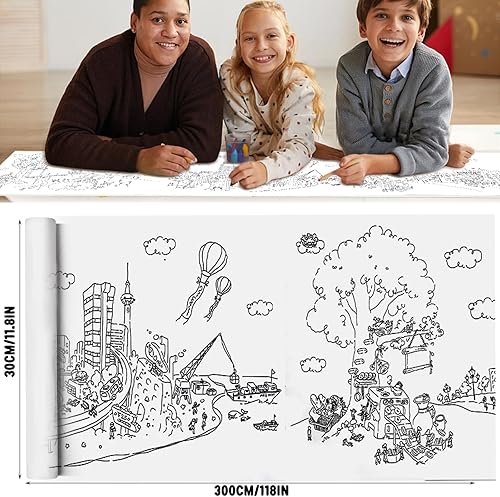Miniatura 24 de Rollo de dibujo para niños, rollo de papel para colorear para regalo de niños, 120 x 11.8 pulgadas, rollo de papel de dibujo de bricolaje, rollo
