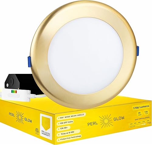 Perlglow Luminaria de luz descendente cuadrada ultrafina de 3 pulgadas acabado bronce lámparas empotrables LED regulables 8W  50W 500 lúmenes CRI 90