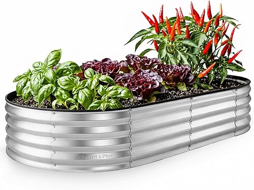 Plant & Plot Camas de jardín elevadas galvanizadas para exteriores // Jardinera elevada de 6 x 3 x 1 pie para jardinería, verduras, flores, caja de