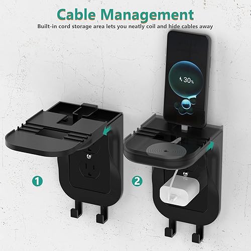 Miniatura 5 de WALI Paquete – 2 Artículos: Estante de salida para baño Paquete de 2, negro y soporte de pared para estante de salida 1 paquete, blanco