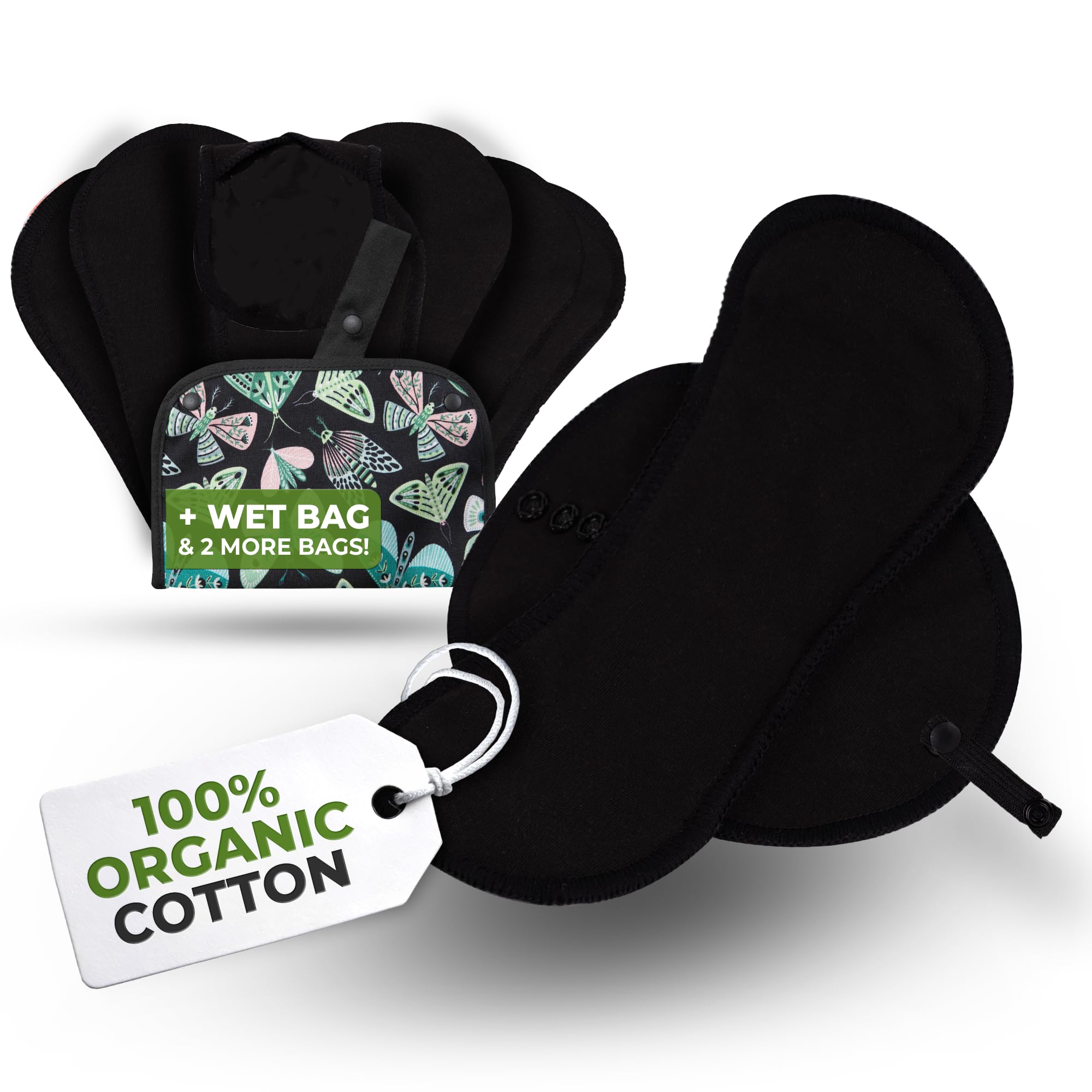 Organic Cotton Reusable Panty Liners for Women & Teens (Small 7-Pack) – 100% Breathable & High-Temp Washable Cloth Panty Liners for Vaginal Discharge