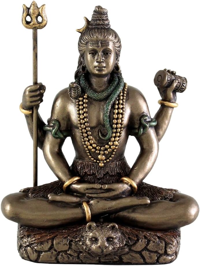 Hindu God Lord Shiva in Meditation Bronze Finish Figurine Sculpture Statue