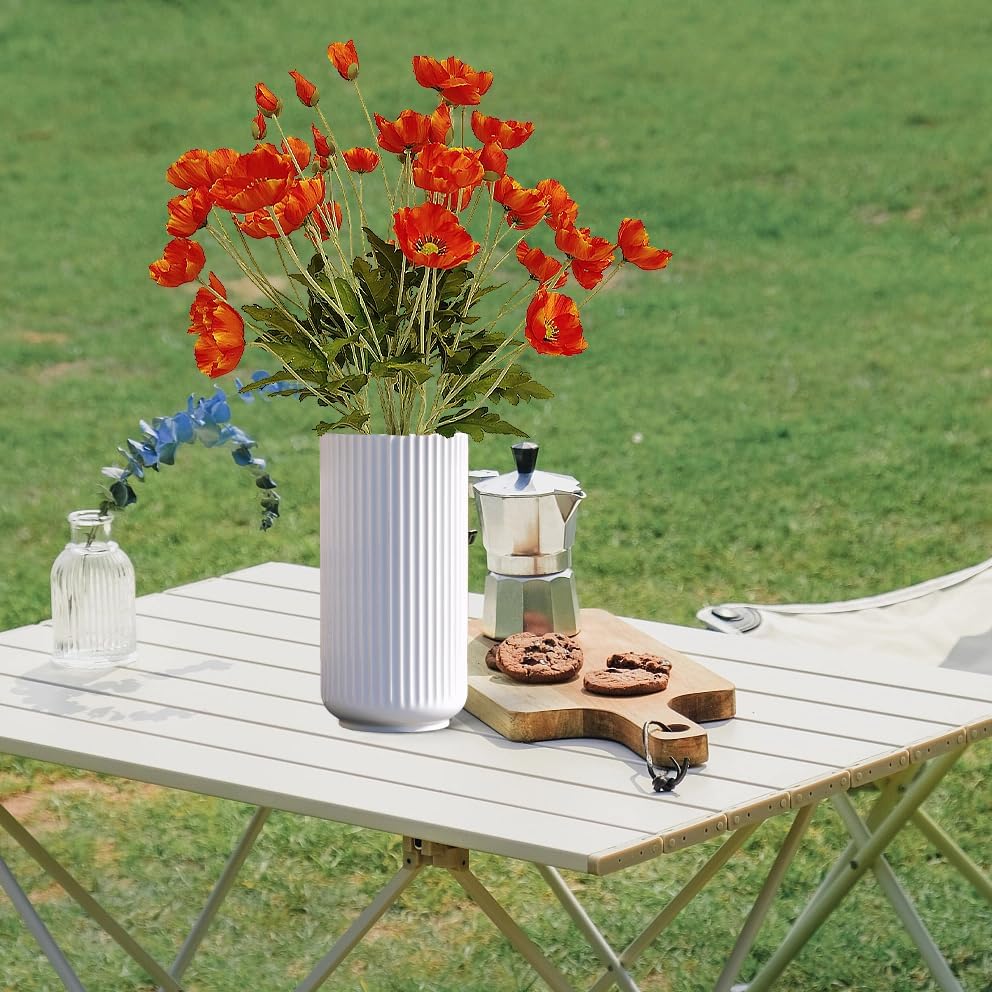 ATFL Orange and Red Poppy Flowers Artificial,12 Pcs Silk Fake Poppy Flowers,Faux Poppies Bulk for Home Decor Table Centerpieces Floral Arrangement,Poppies Bouquet for Wedding (23.5‘’, Orange-red) - Image 7