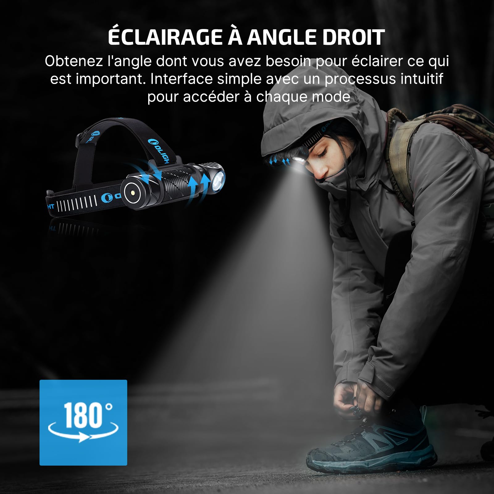 OLIGHT Perun 2 Lampe Frontale 2500 Lumen Super, 12 Jours Max, IPX8 Étanche | Puissante Torche Frontale Rechargeable Portée 166 Mètre Blanc&Rouge réglable Flashlight pour Running, Pêche, Camping(Noir)