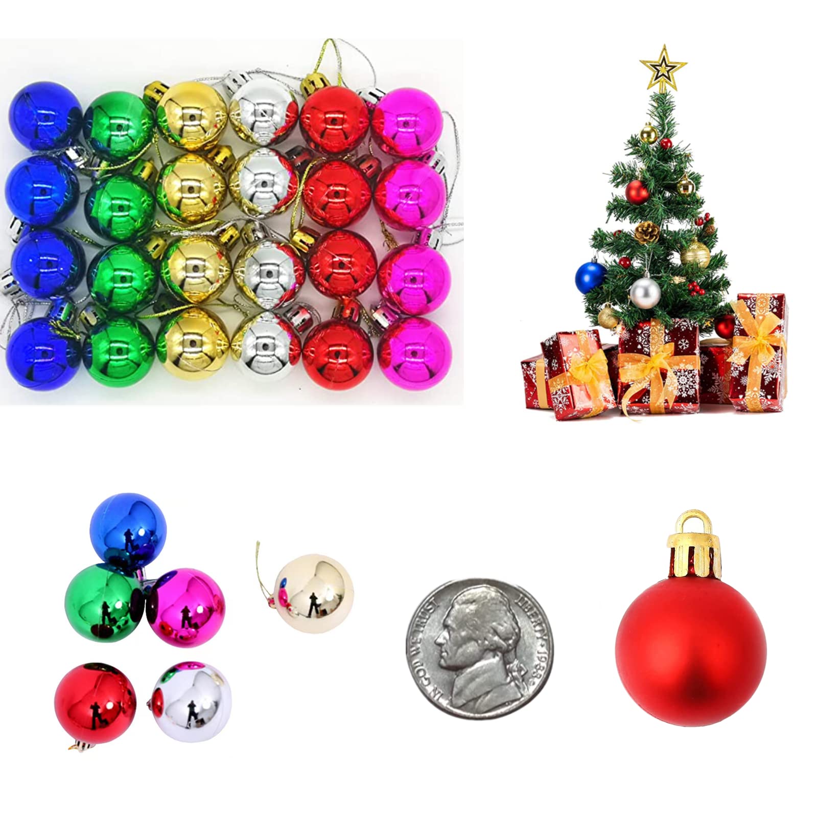 Henykany24Pcs Christmas Decoration Mini Christmas Balls Ornaments, Small Shatterproof Christmas Balls for Xmas Christmas Tree Baubles, Hanging Ball for Holiday Wedding Party Decoration