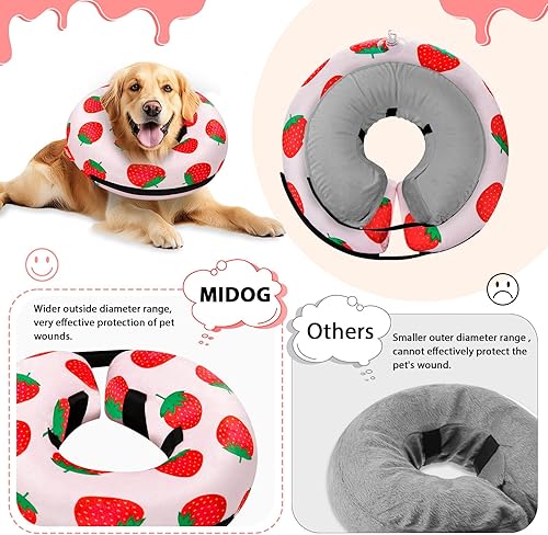 Miniatura 24 de MIDOG Inflatable Dog Cone Alternative for After Surgery - Soft Protective Donut Collar Prevents Licking, Comfortable Recovery E-Collar Alternative