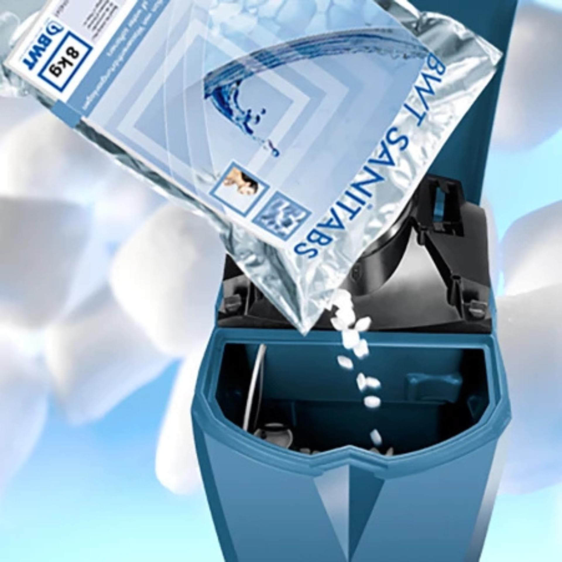 BWT Sanitabs Regeneriersalz mit Hygiene-Effekt, 8 kg | für BWT Wasserenthärter der AQA Serie, für AQA-Weichwasseranlagen, Integrierte Reinigungskomponente