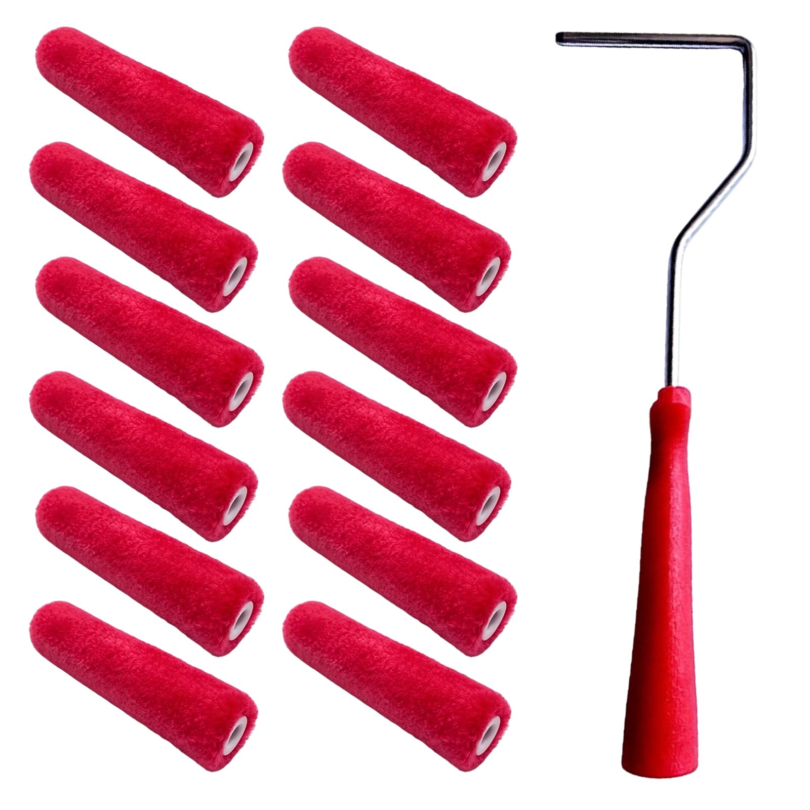 Portable Roller Paint Brush Highly Density Wool Paint Roller with Handle for Smooth Wall Texture and Detailed Work Highly Density Wool