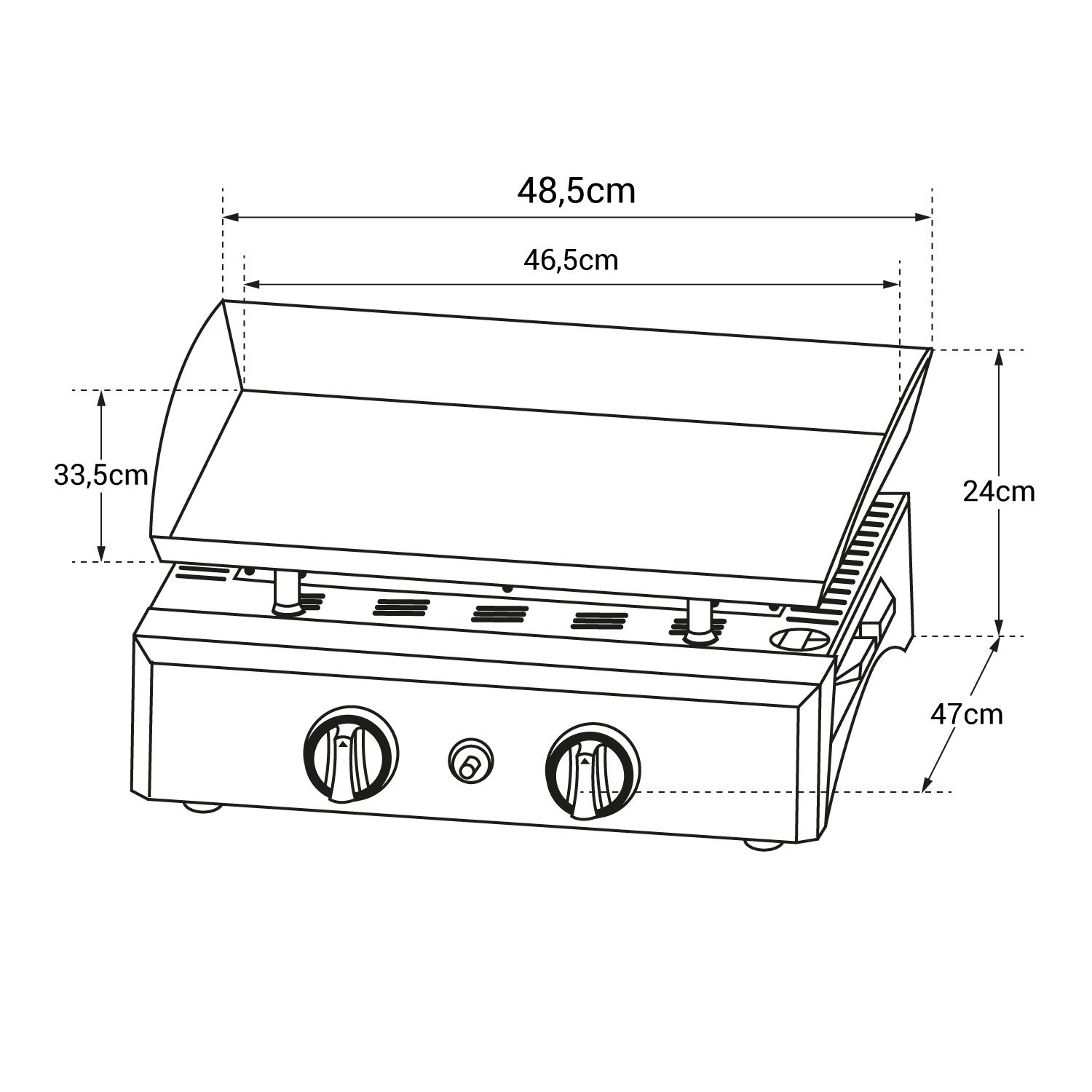 Plancha de gas MALA - 2 quemadores 5kW