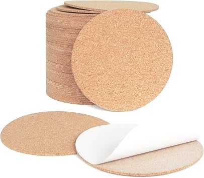 4 Inch Round Cork Coasters, 2mm Thick, 48 Pcs | Self-Adhesive, Cork Board Cork Tiles, Backing Cork Mats, Strong Adhesive-Backed, For DIY Coasters