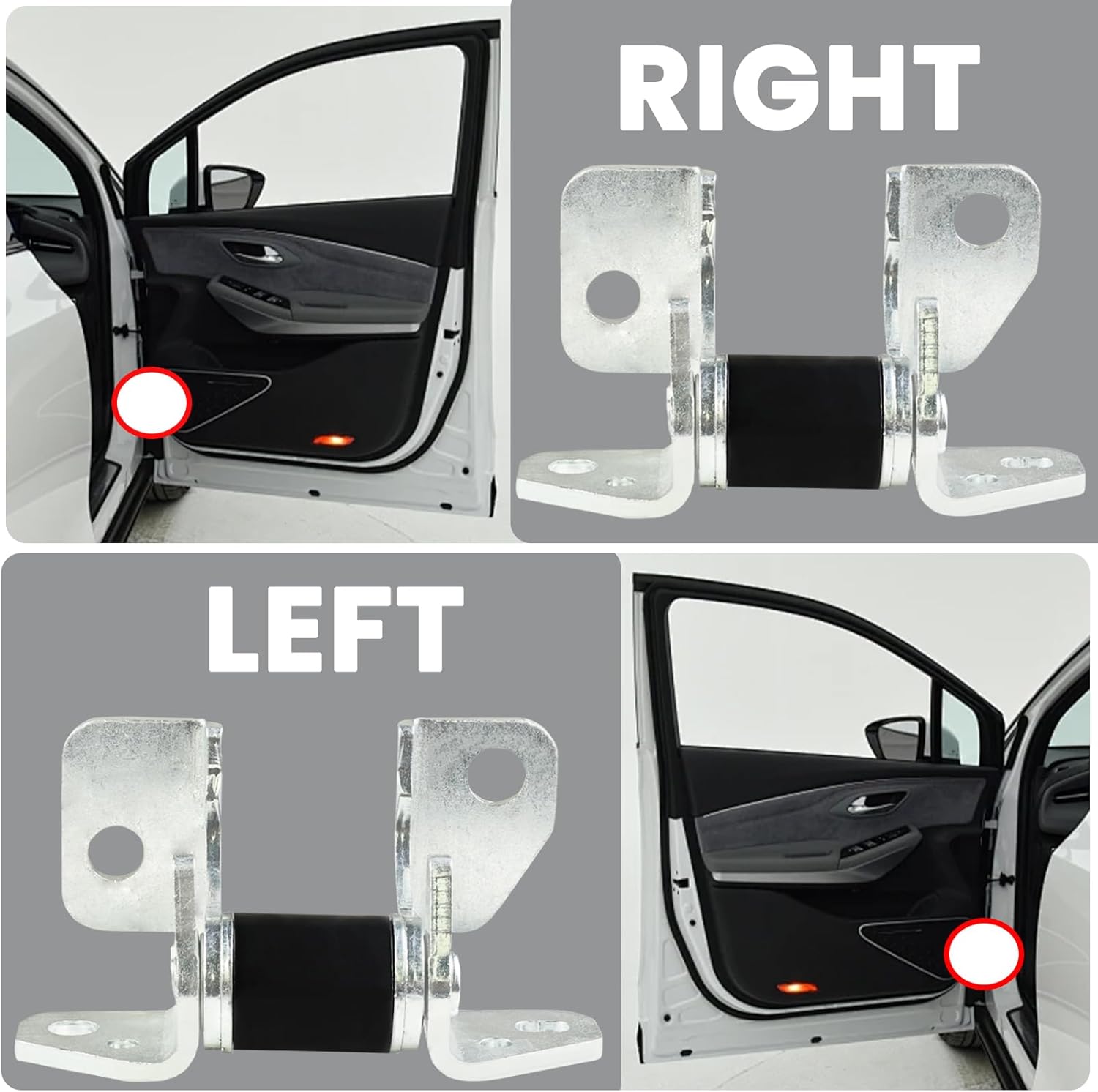 Front Lower Door Hinge Left & Right for Compatible with 2013-2024 Jeep Grand Cherokee, Dodge Charger, Durango, Chrysler 300 – Replacement for 55113665AF 55113665AG