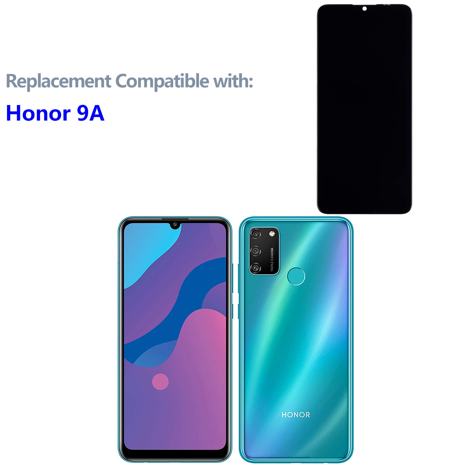 Écran LCD Complet + Vitre Tactile Pour Honor 9A - Noir 6,3" - Kit Avec Outils Et Colle