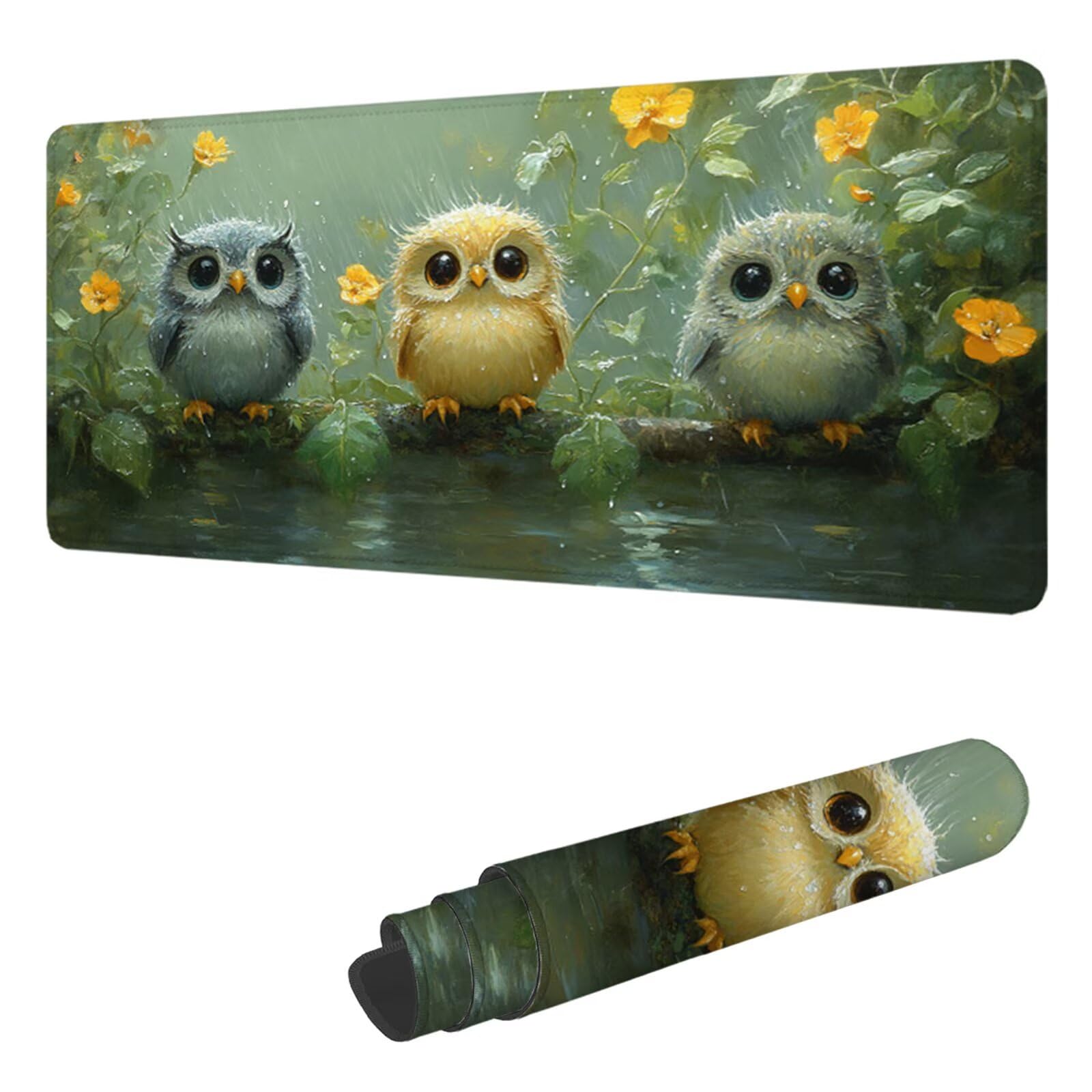 Podkładka pod mysz z ptakiem XXL 1600 x 800 mm duża podkładka pod mysz dla graczy zwierzę pod ręką biurko szyte krawędzie wodoodporna antypoślizgowa, do komputera, laptopa poprawia dokładność i