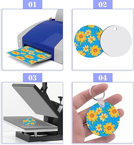 Miniatura 5 de Duufin 120 llaveros redondos de sublimación en blanco de doble cara transferencia de calor MDF en blanco para sublimación, bricolaje y manualidades