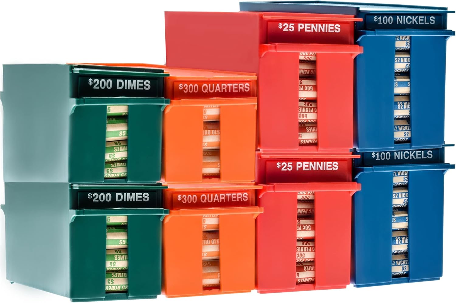 Multicolor Plastic Lockable Coin Storage Boxes Set
