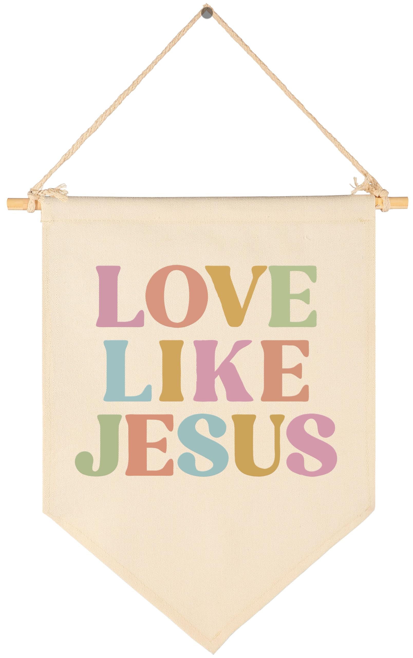 Christian Bible Verse Scripture Canvas Banner Flag Sign Pennant Poster Wall Decor Gift for Bedroom,Living Room,Dorm,Balconies,Nursery Reading Room Door-Love like Jesus-Christmas Gift