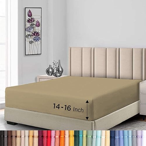 Lavish Touch Sábana bajera ajustable de lujo tamaño Queen de 1250 hilos de algodón triblend resistente a la decoloración - gris pardo