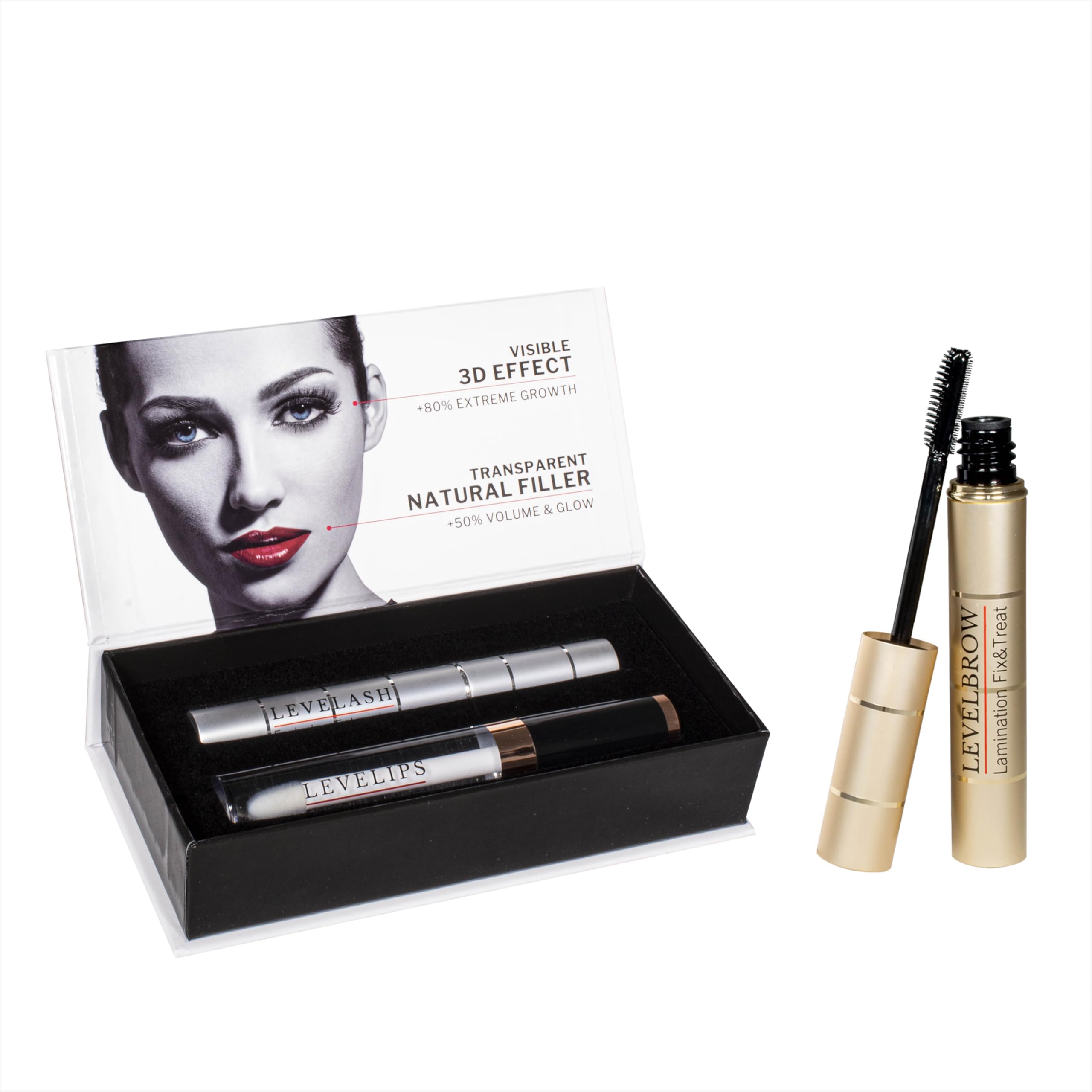 GROW & GLOW SET + LEVELBROW | Ciglia Lunghe, Sopracciglia Perfette e Labbra Effetto Lifting | Offerta a Tempo Limitato.