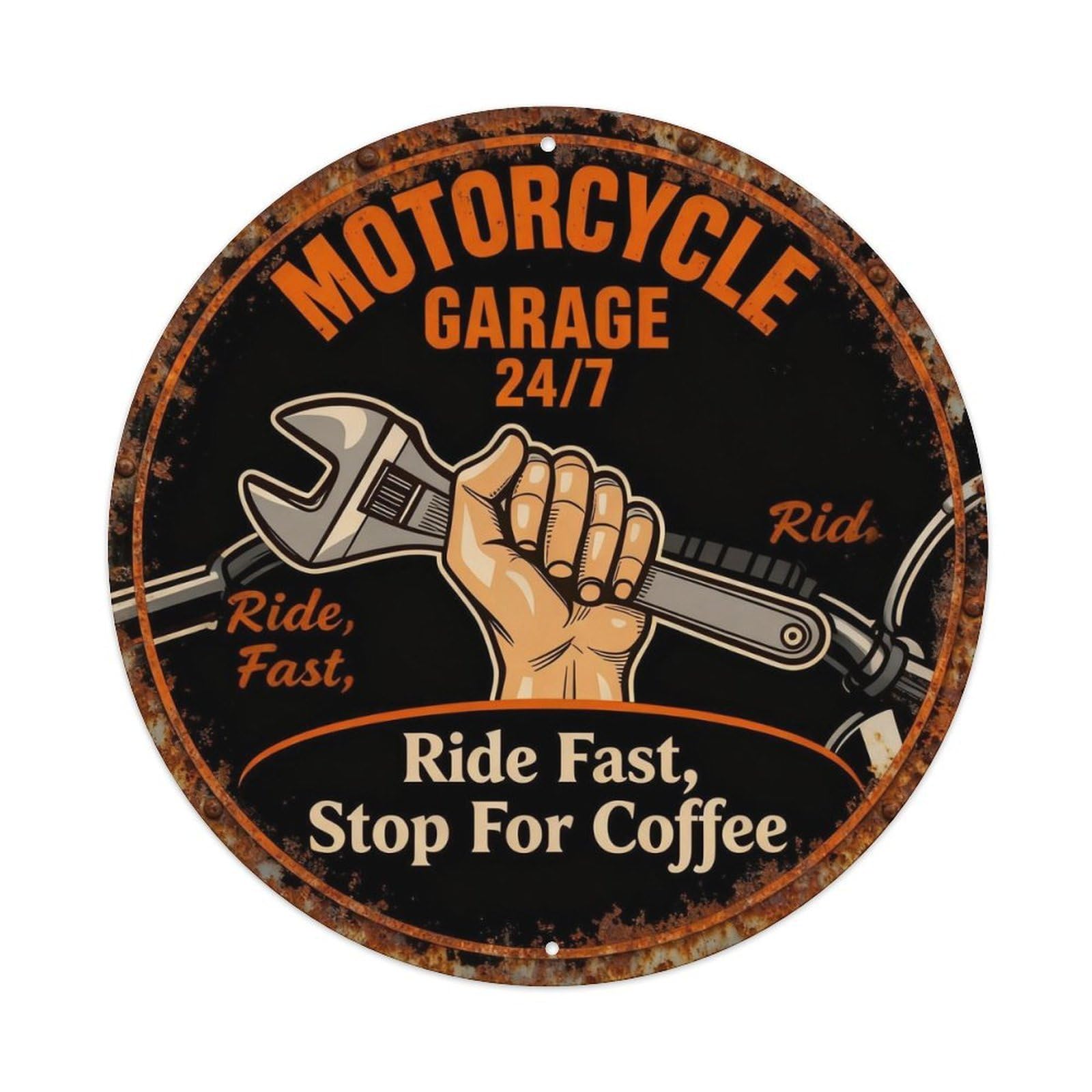 Motorcycle Garage 247 Metal Tin Sign Plaque