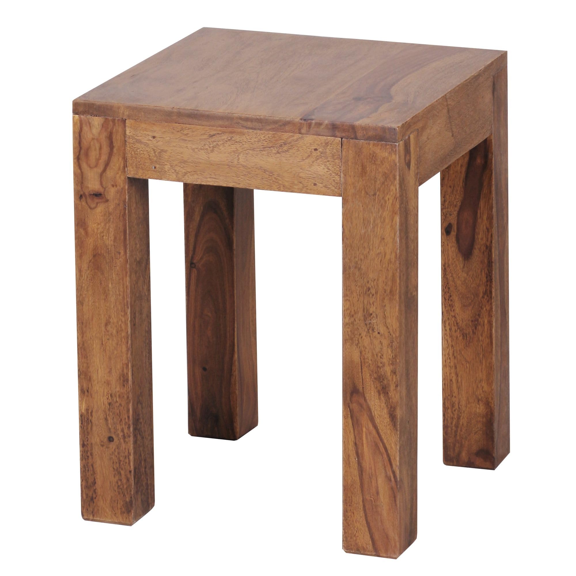 FineBuy Table d'appoint Bois Massif Sheesham 35 x 45 x 35 cm Table Basse Salon | Bout de canapé est - Table de téléphone - Table en Bois carré