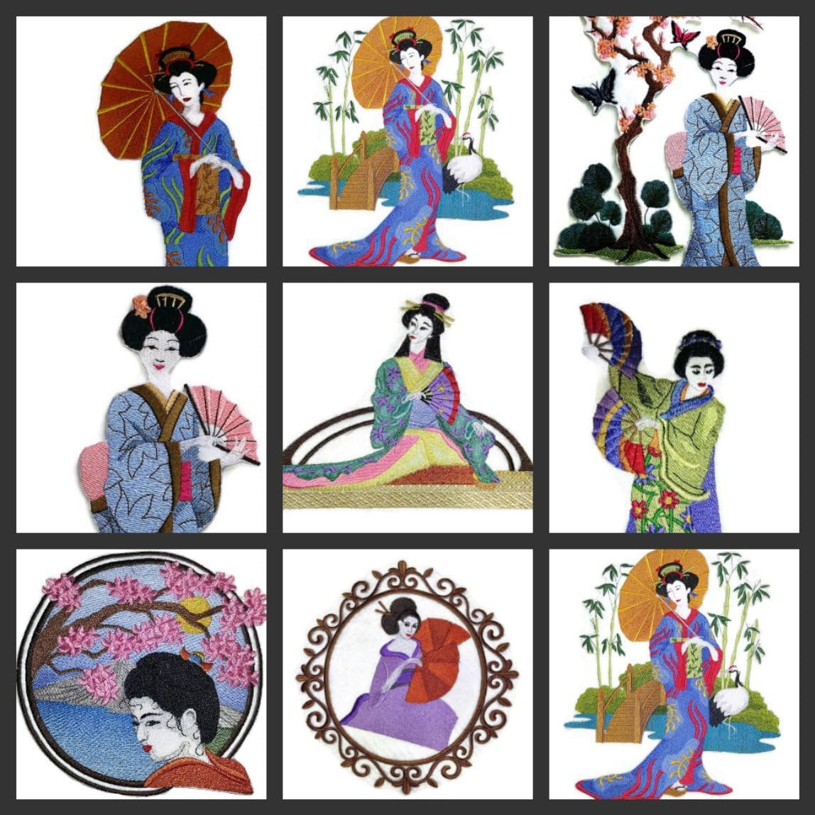 Amazing Custom Geisha Portraits [Geisha in Garden] [Rich Japanese Culture and Tradition] Embroidered Iron On/Sew Patch [11.5" x 9"] [Made in USA]