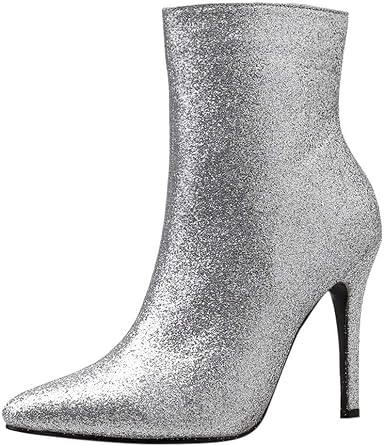 Xinantime Zapatos de Mujer Club Nocturno Informal Mujer Elegante Tacón de  Aguja Bota Plateada Botines con Cremallera Lateral de Tacón Alto en Punta :  Amazon.es: Zapatos y complementos