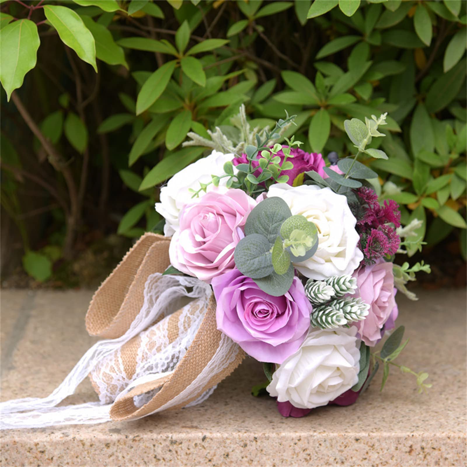 Decorazione per Matrimonio Bouquet di Fiori Artificiali Sposa Che Tiene i Fiori Decorazione per la casa 12,21" Rosa per Sposa Fatta a Mano in Seta Lancio Chiesa Ce